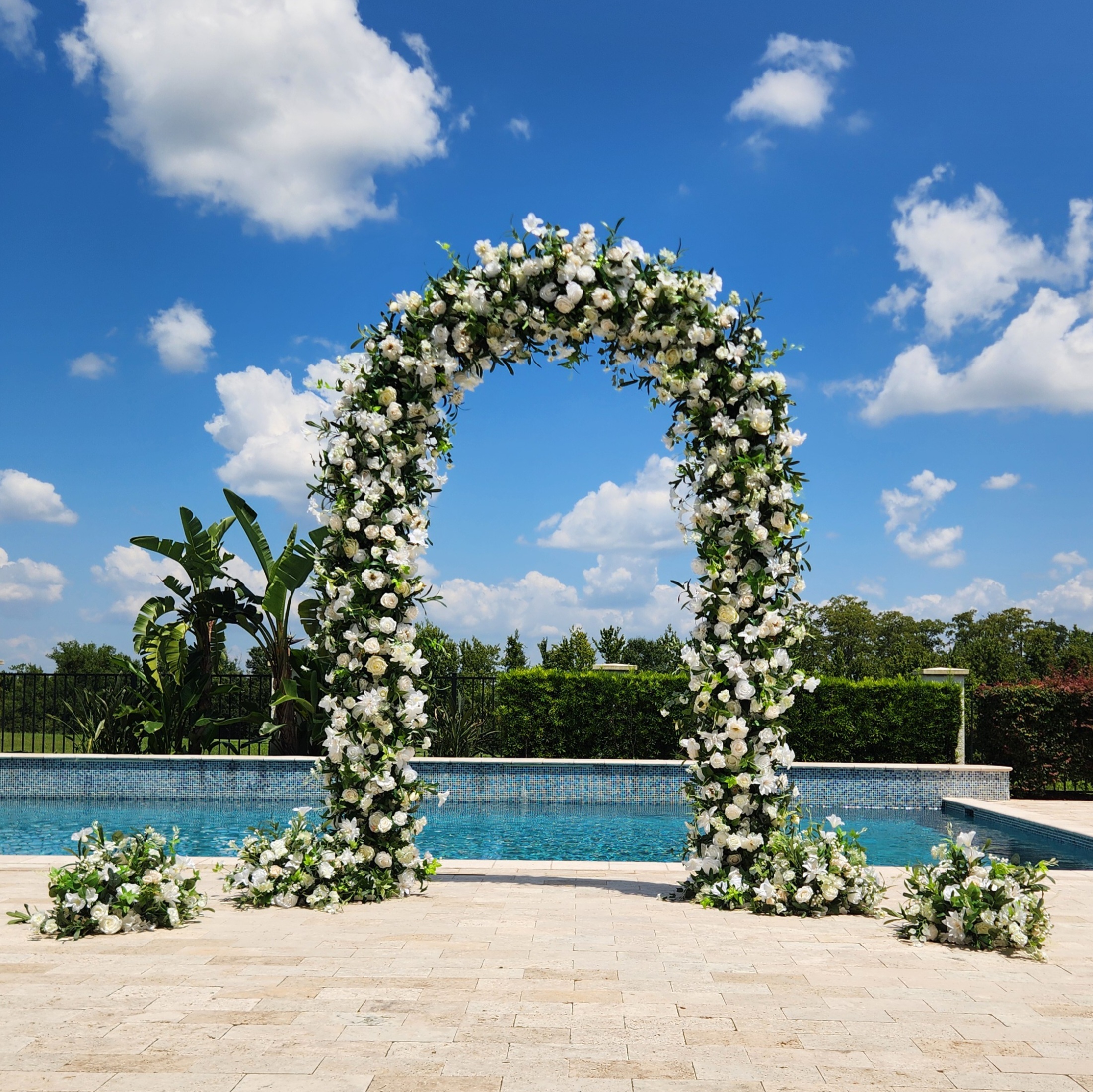 #B0029 - Luxury White Rose Greenery Arch 10 ft tall, $395.00 Luxury White Rose Greenery Arch 10 ft tall