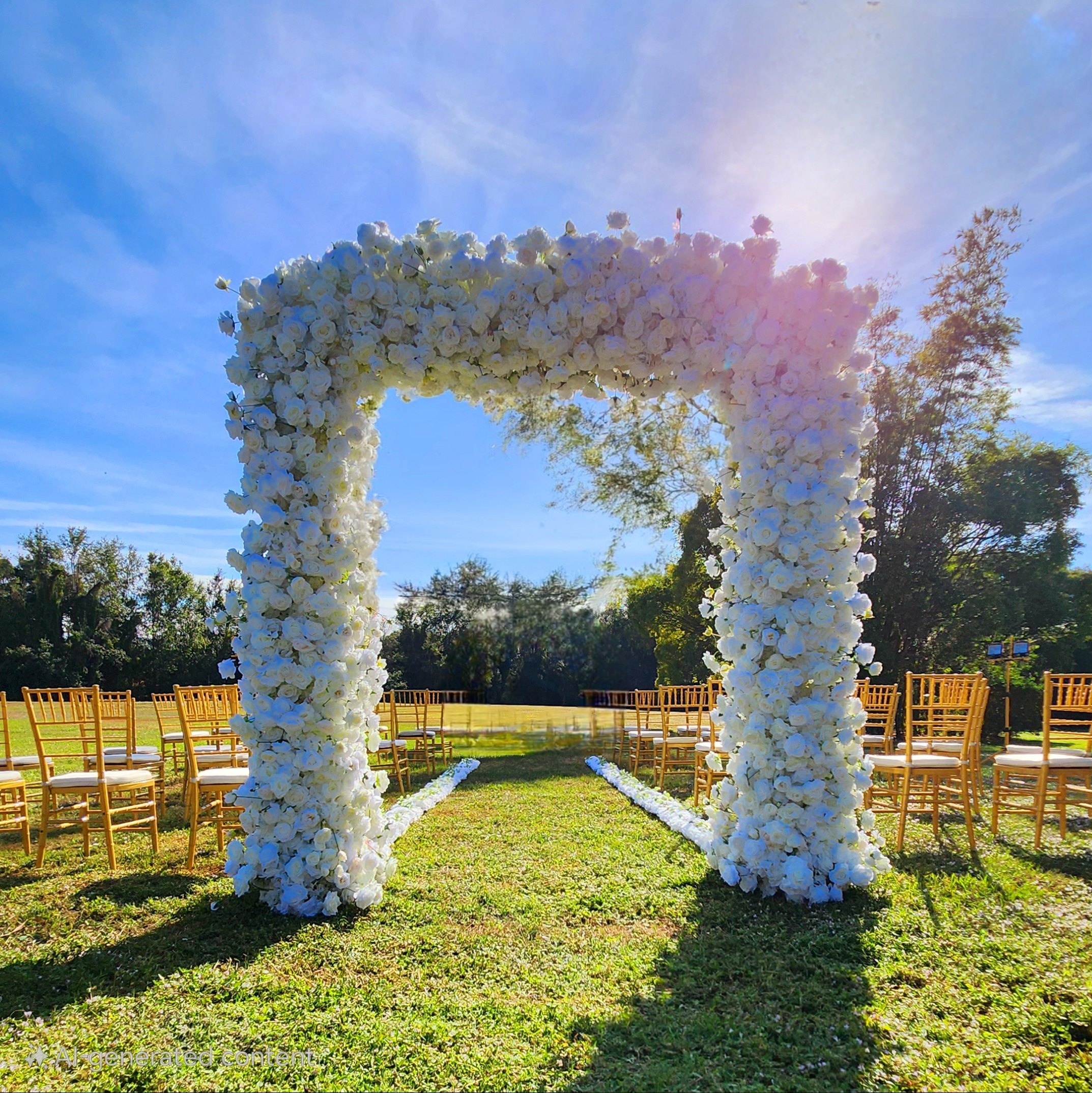 #B0036 - White Rose Double Side Square Arch, $560.00 White Rose Double Side Square Arch