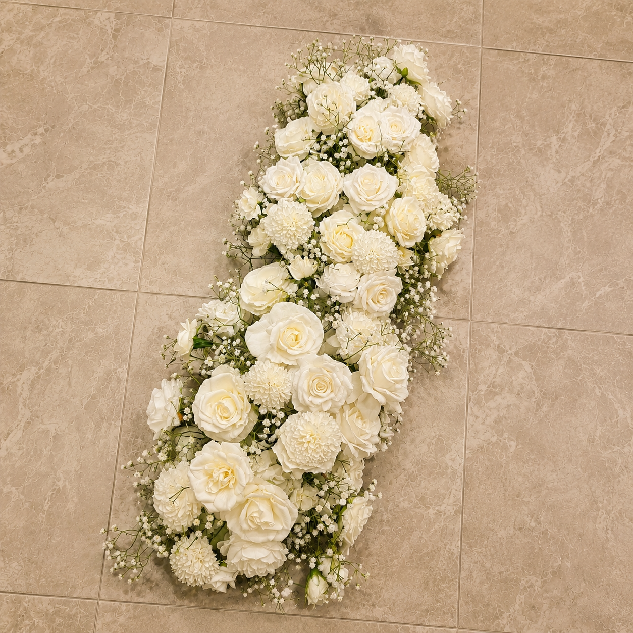 #C0150 - White Rose Babysbreath Runner 3.6ft, $55.00 White Rose Babysbreath Runner 3.6ft