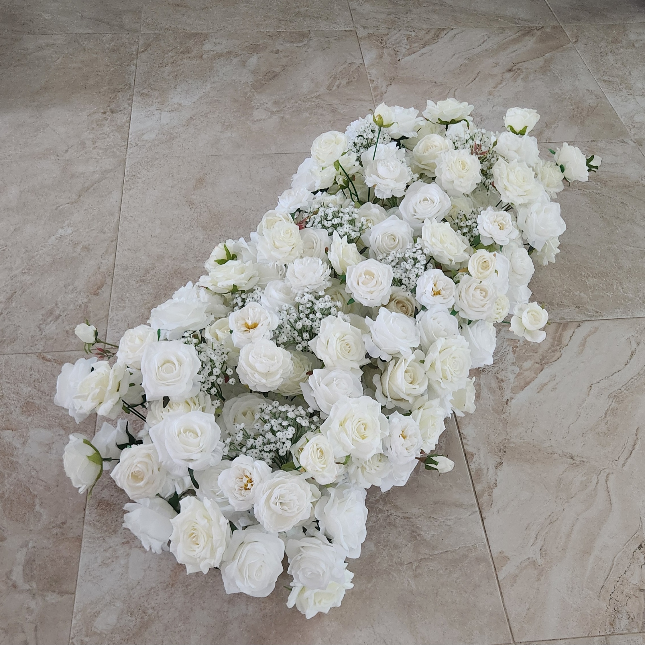 #C0047 - Luxury White Rose Babysbreath Runner 3.2ft, $50.00 Luxury White Rose Babysbreath Runner 3.2ft