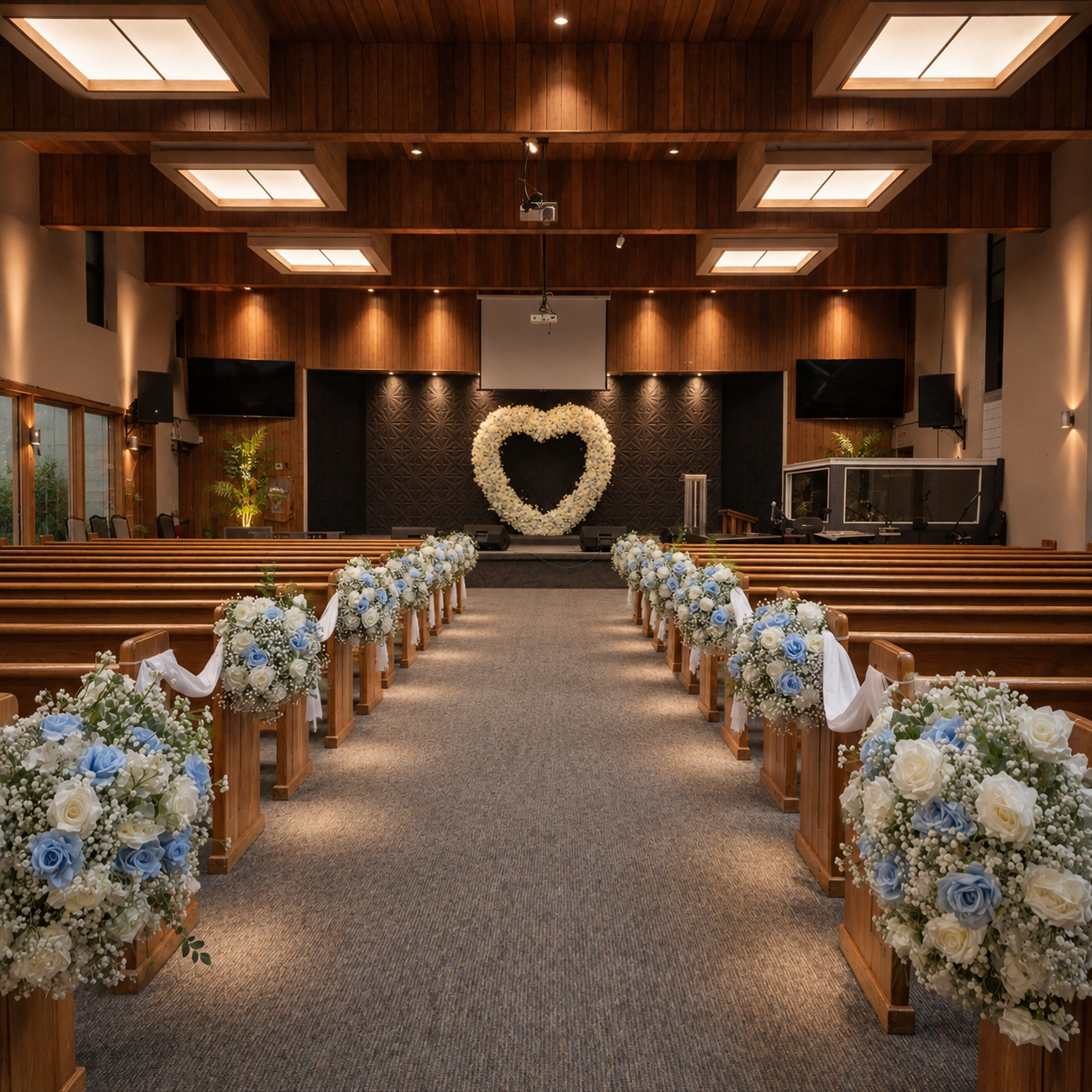 #AD0013 - 12 White Navy Blue Rose Babysbreath Balls & Arch, $820.00 12 White Navy Blue Rose Babysbreath Balls & Arch