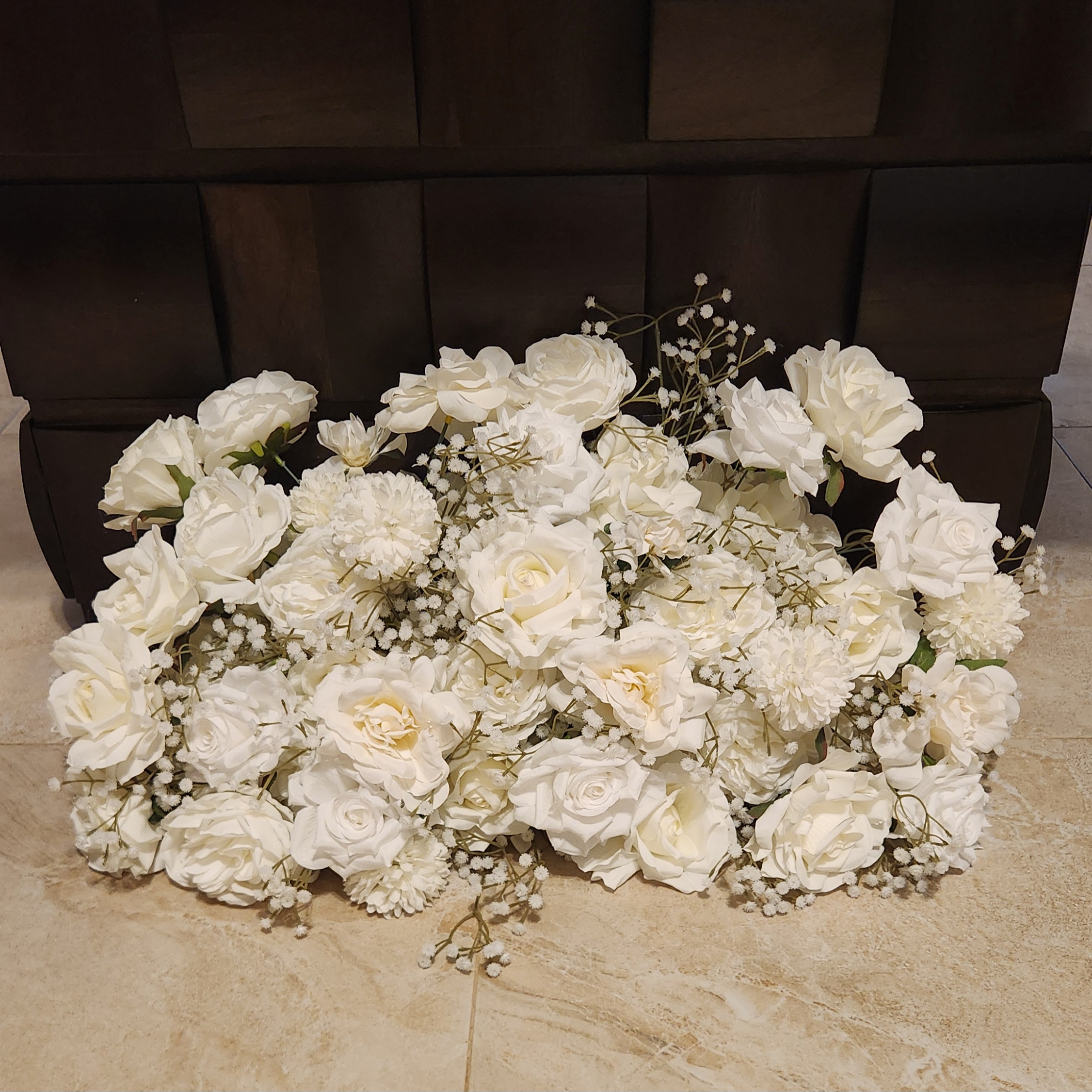 #C0051 - White Rose Babysbreath Arrangement 22", $40.00 White Rose Babysbreath Arrangement 22"