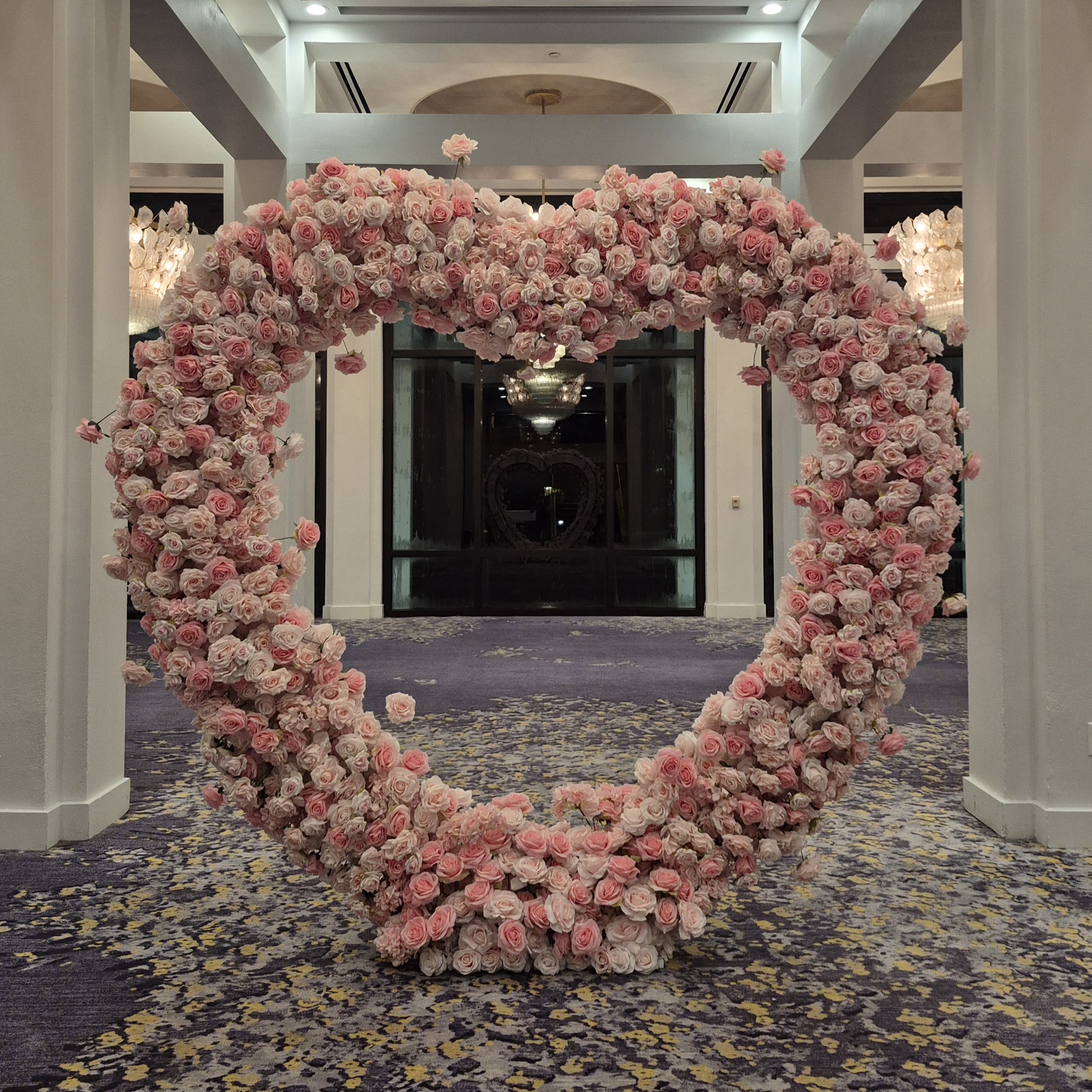 #B0053 - Pink Rose Heart-Shaped Arch, $365.00 Pink Rose Heart-Shaped Arch
