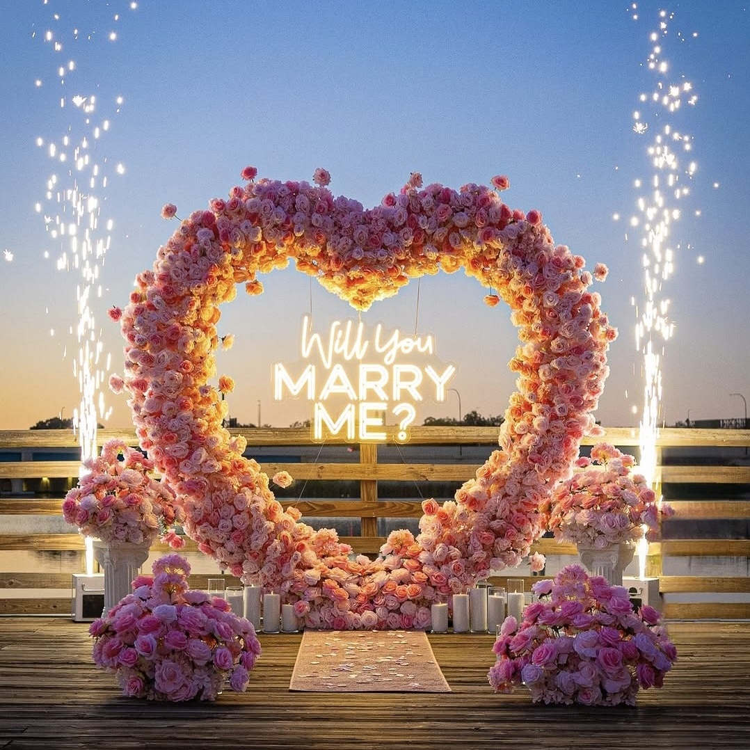 #R0041 - Set: Arch, Neon Sign, 4 Balls, 2 Pedestals, 36 Candles, 2 Sparklers, Carpet , $645.00 Set: Arch, Neon Sign, 4 Balls, 2 Pedestals, 36 Candles, 2 Sparklers, Carpet