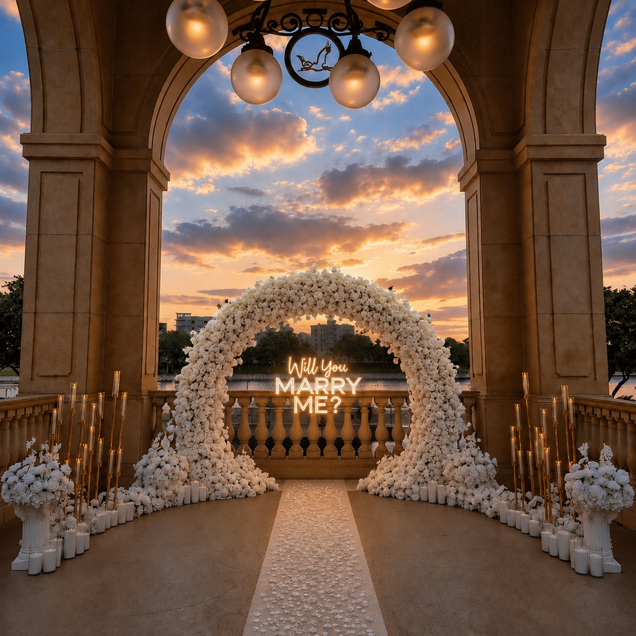 #R0069 - White Rose Round Arch Deluxe Set, $850.00 White Rose Round Arch Deluxe Set