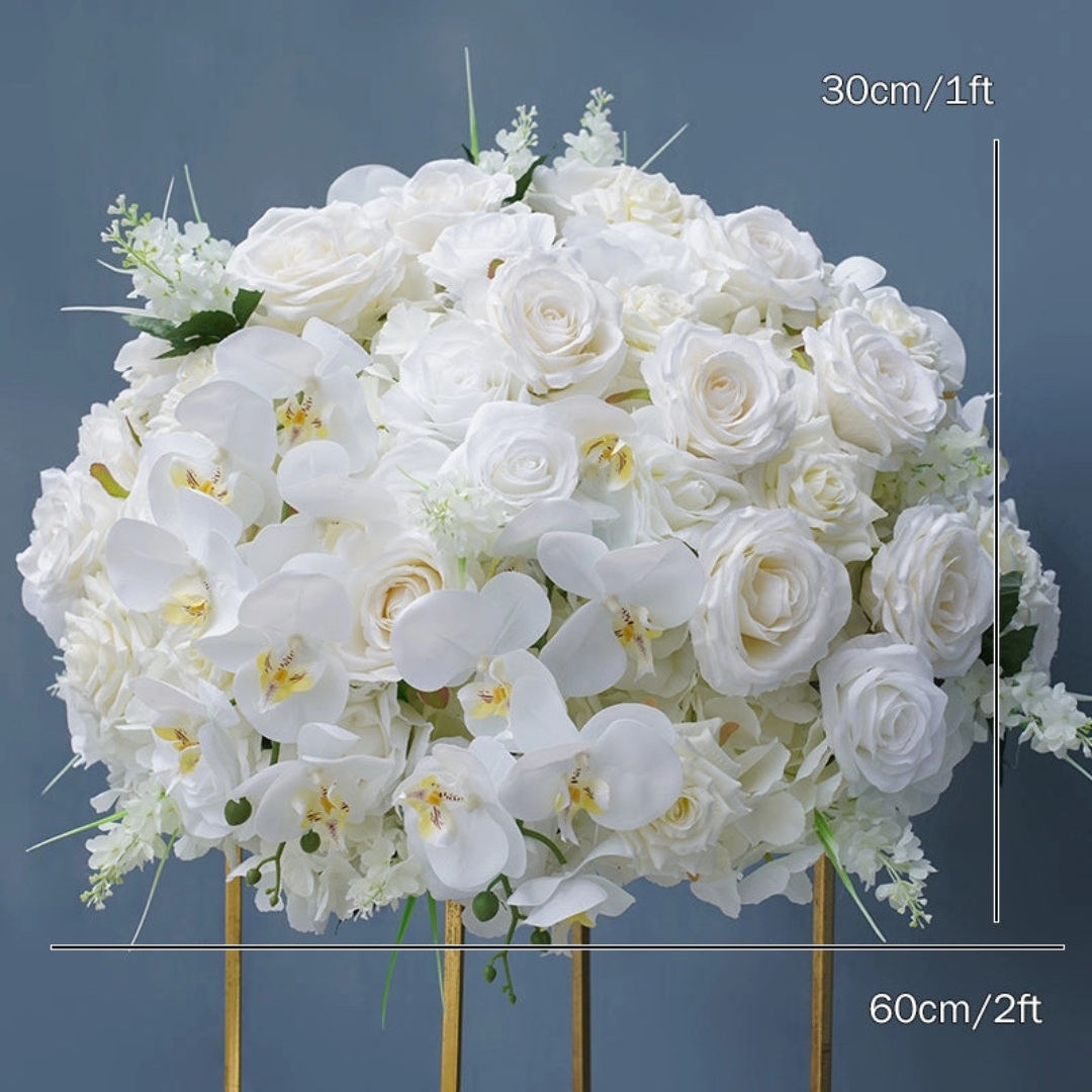 #C0020 - Luxury White Rose Orchid Flower Ball, $55.00 Luxury White Rose Orchid Flower Ball