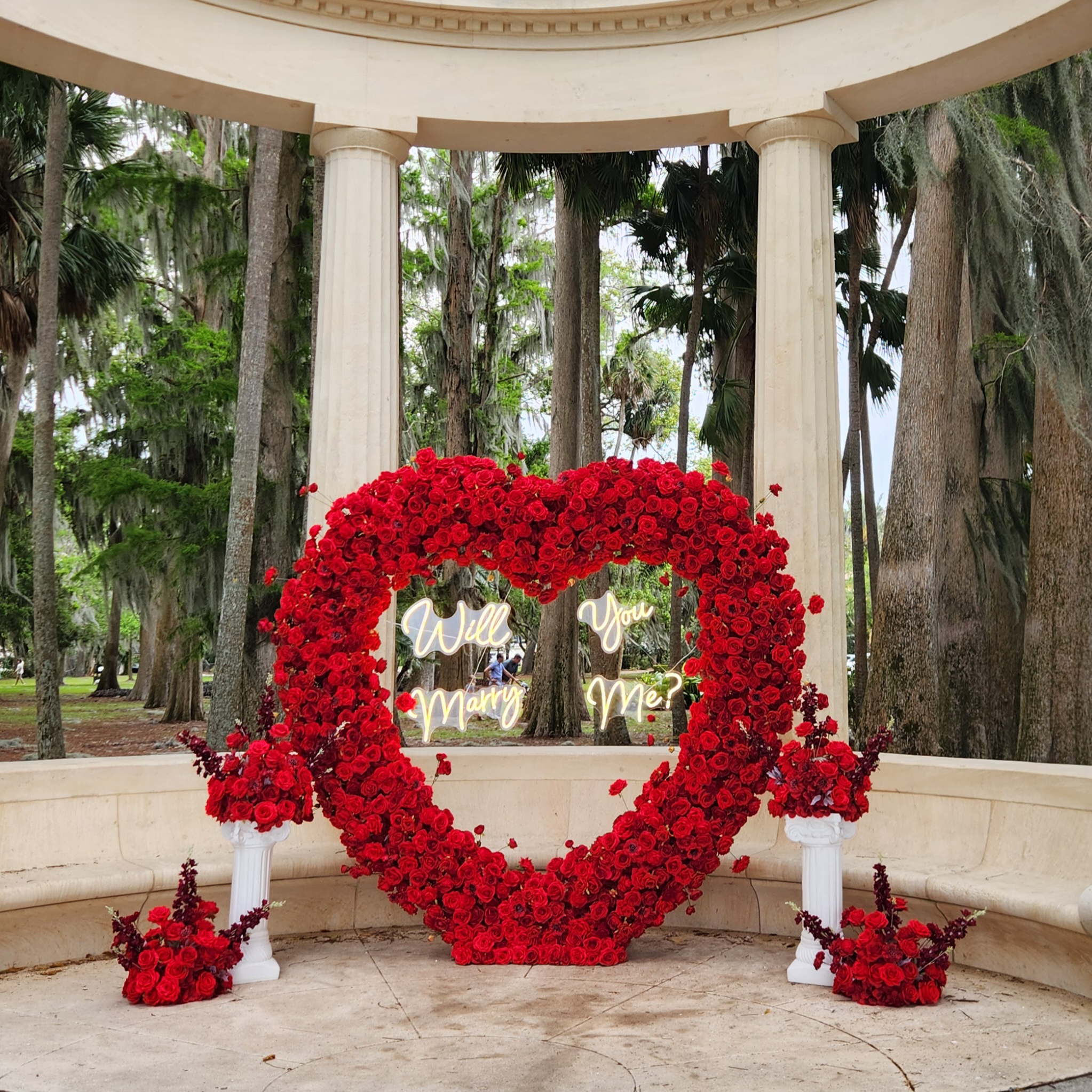 #R0001 - Set: Arch, Neon Sign, 2 Columns, 4 Flower Balls, $415.00 Set: Arch, Neon Sign, 2 Columns, 4 Flower Balls