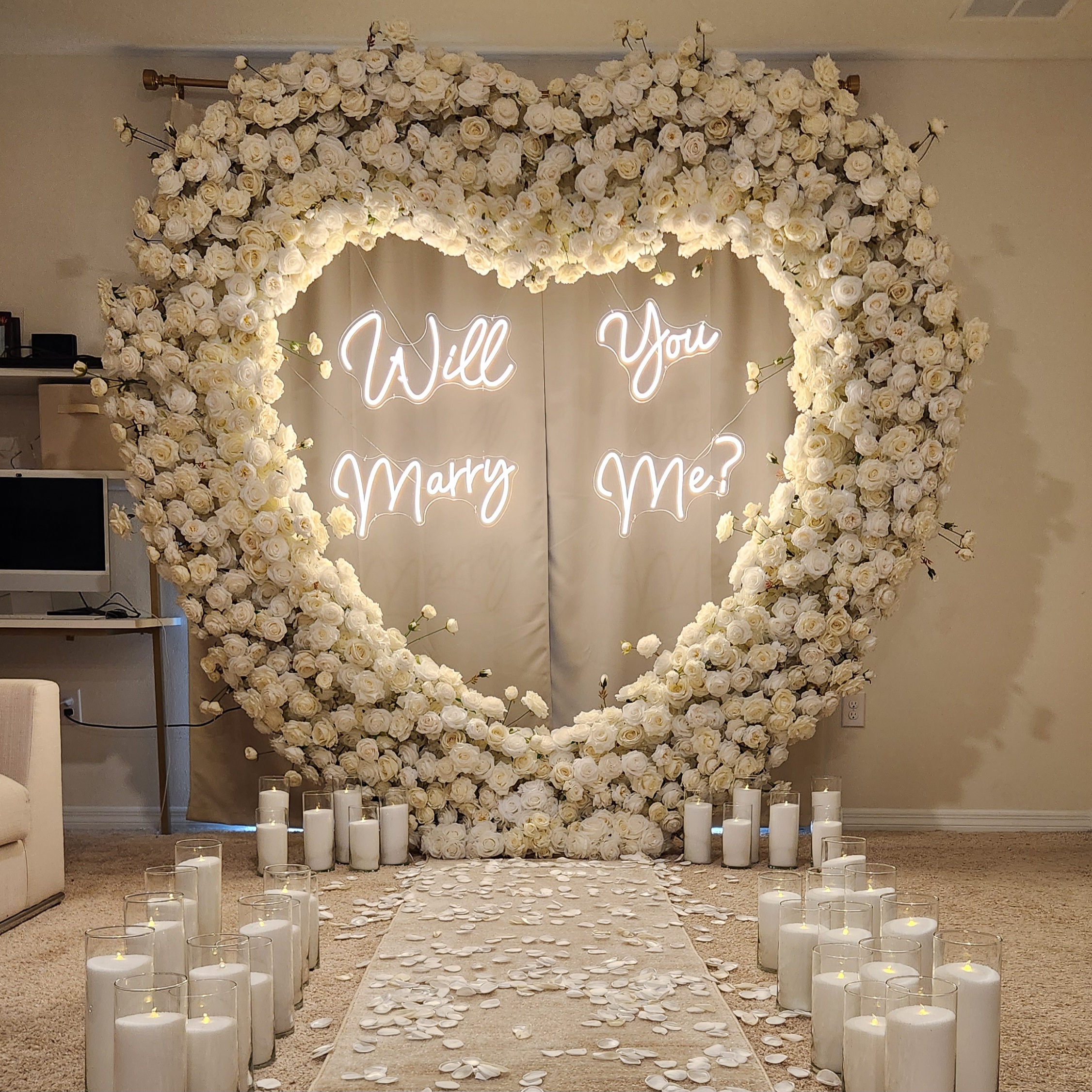 #R0014 - Set: Arch, Neon Sign, 36 Candles, Carpet, $435.00 Set: Arch, Neon Sign, 36 Candles, Carpet