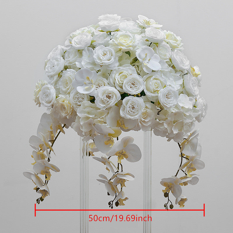#C0005 - White Rose Orchid Hydrangea Flower Ball, $50.00 White Rose Orchid Hydrangea Flower Ball