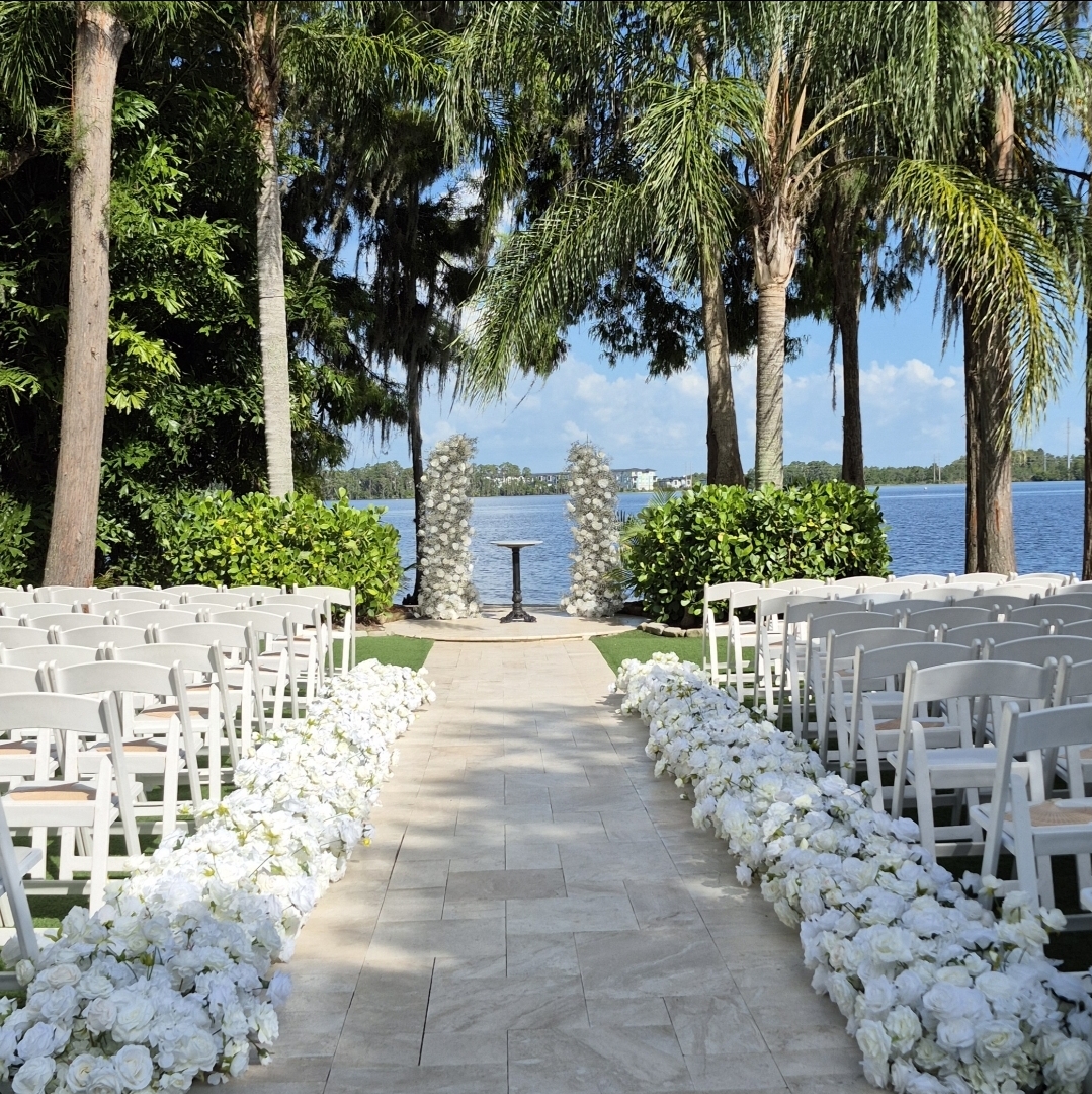 #AD0004 - Whte Rose Aisle & And Babysbreath Double Stand Arch , $720.00 Whte Rose Aisle & And Babysbreath Double Stand Arch