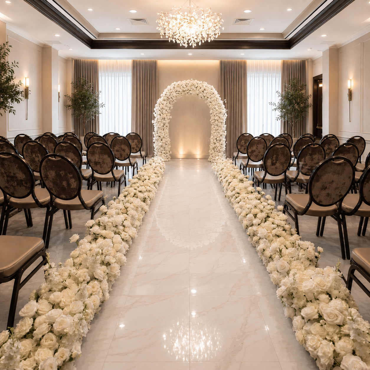 #AD0015 - White Rose U-frame Arch, 12 Runners , $770.00 White Rose U-frame Arch, 12 Runners