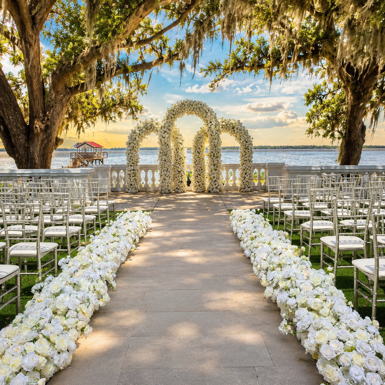 #AD0012 - 12 White Rose Runners & Triple Arch, $1 170.00 12 White Rose Runners & Triple Arch