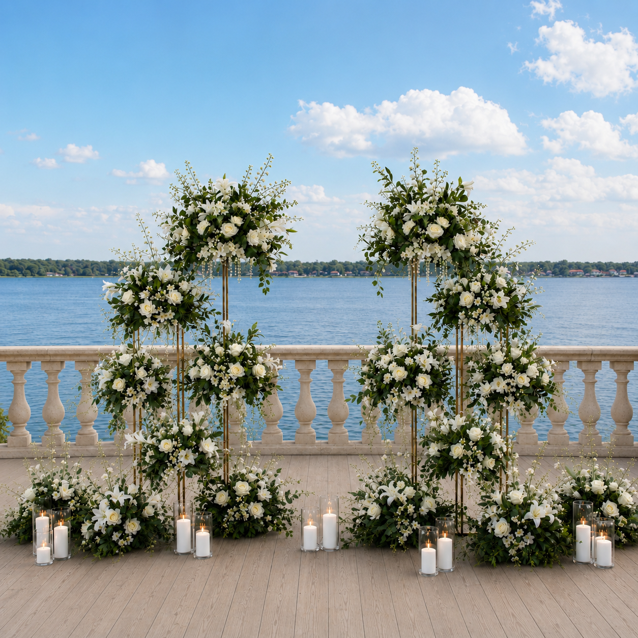 #B0069 - Greenery Flowers Cascade Double Stand Arch, $560.00 Greenery Flowers Cascade Double Stand Arch
