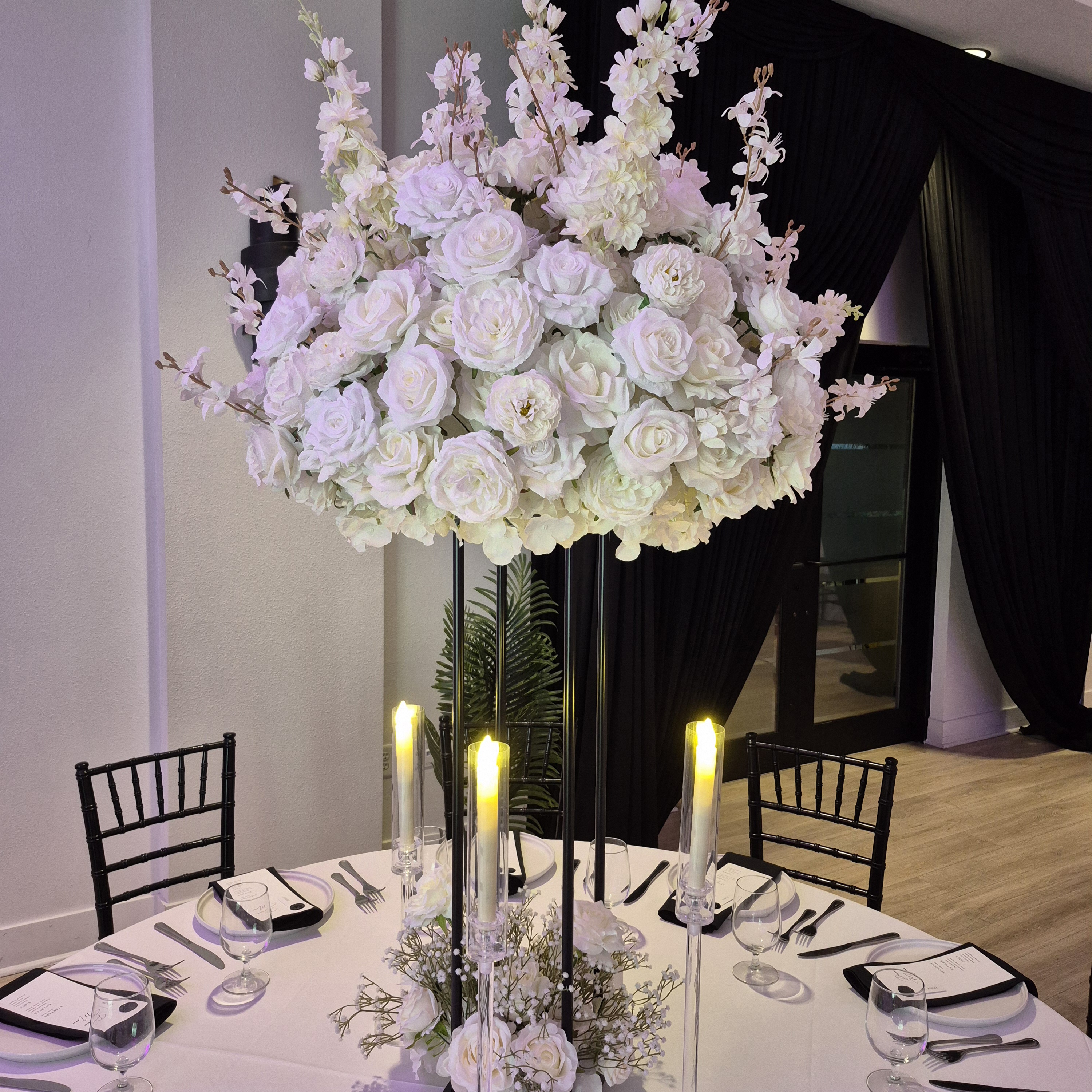 #C0067 - Deluxe White Delphinium Babysbreath Set, $95.00 Deluxe White Delphinium Babysbreath Set