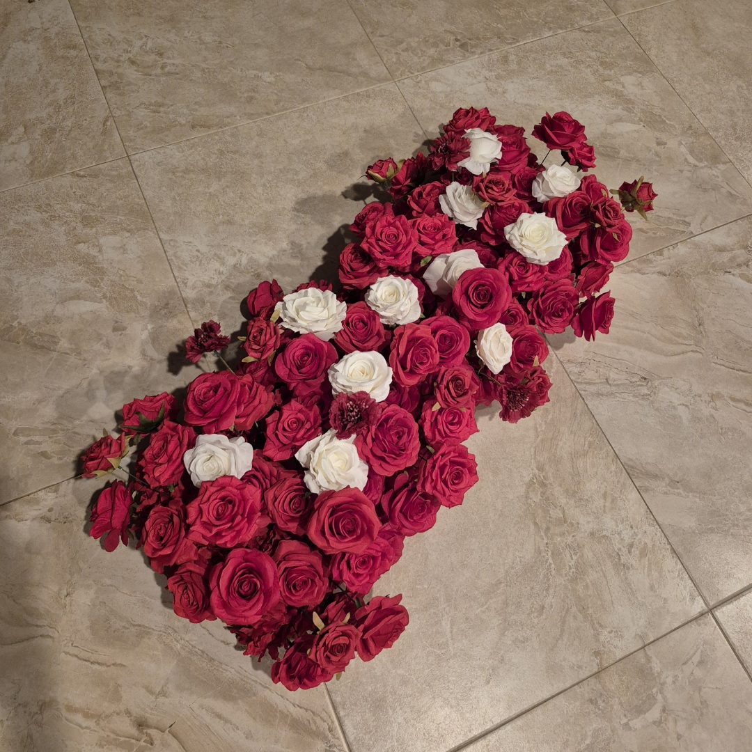 #C0104 - Red Ivory Rose Runner 3.2ft, $45.00 Red Ivory Rose Runner 3.2ft