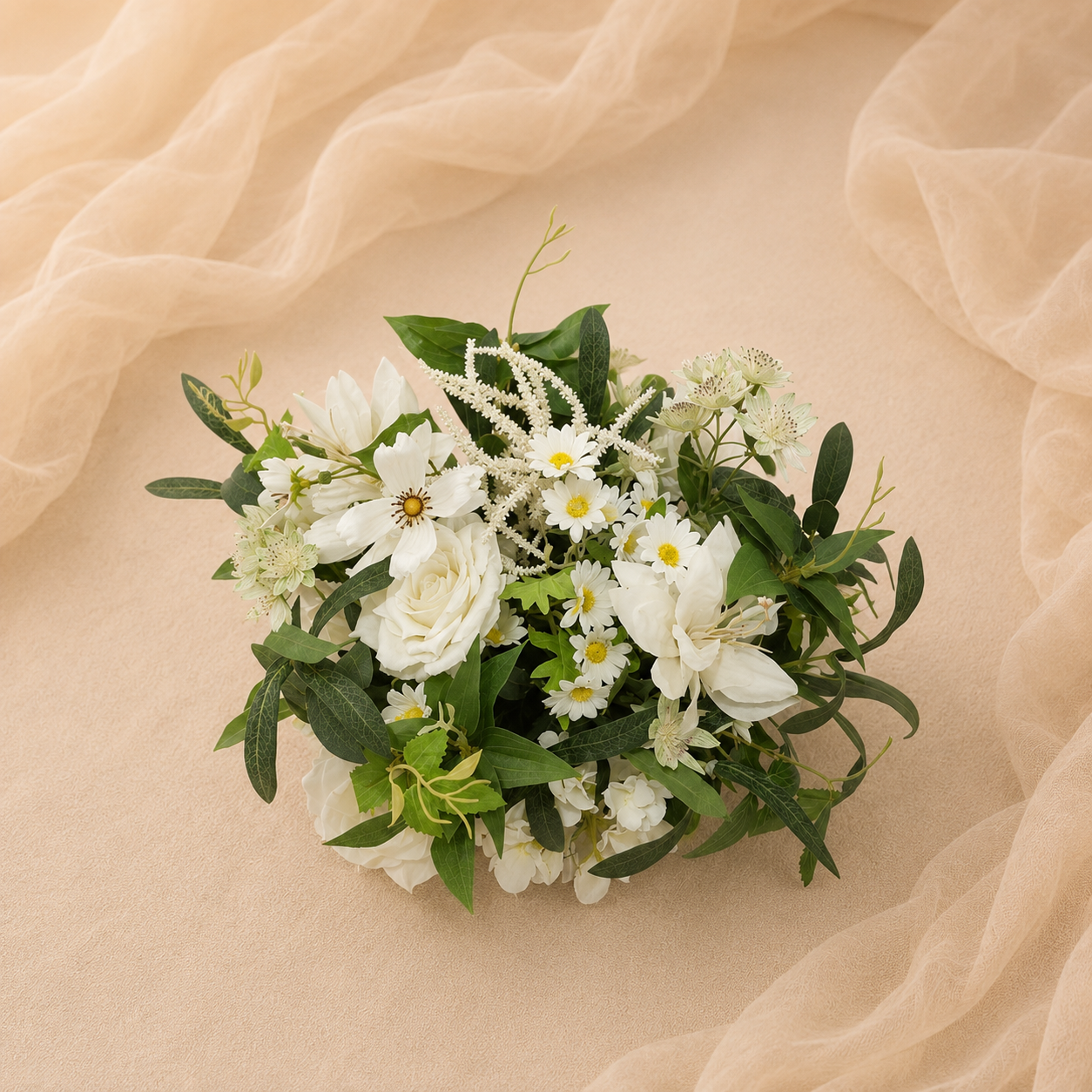 #C0145 - White Rose Greenery Ball 11.8in, $20.00 White Rose Greenery Ball 11.8in