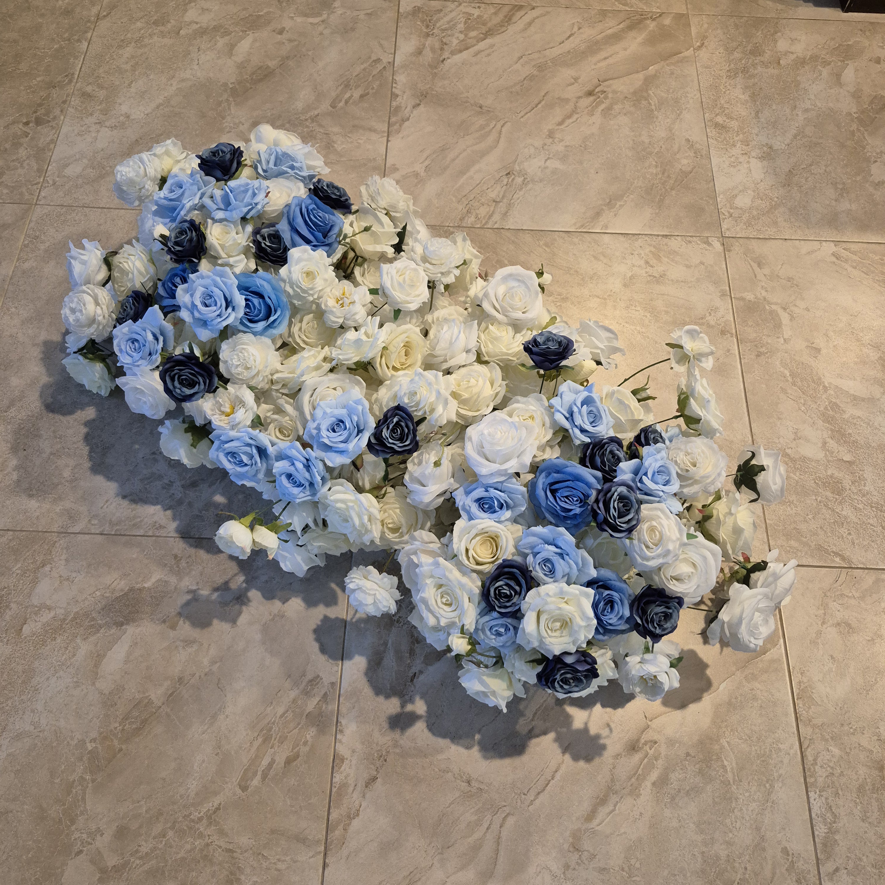 #C0074 - White Light&Dark Blue Rose Runner 3.2 Ft, $50.00 White Light&Dark Blue Rose Runner 3.2 Ft