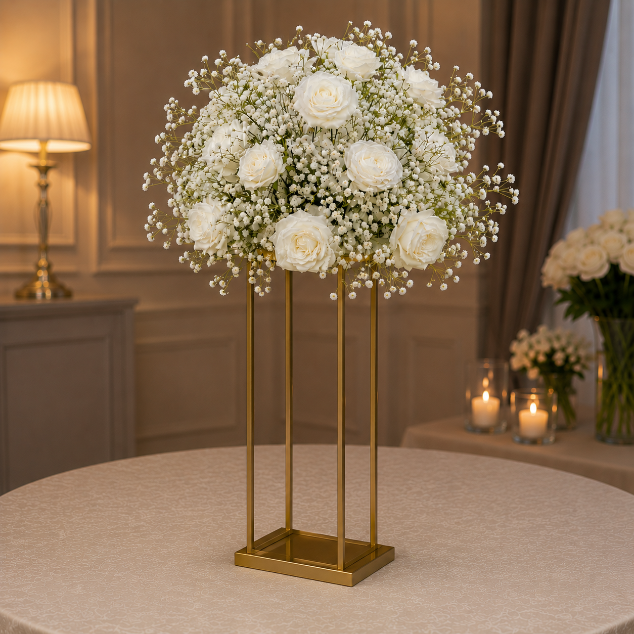#C0035 - White Rose Babysbreath Flower Ball 1.8 ft, $45.00 White Rose Babysbreath Flower Ball 1.8 ft