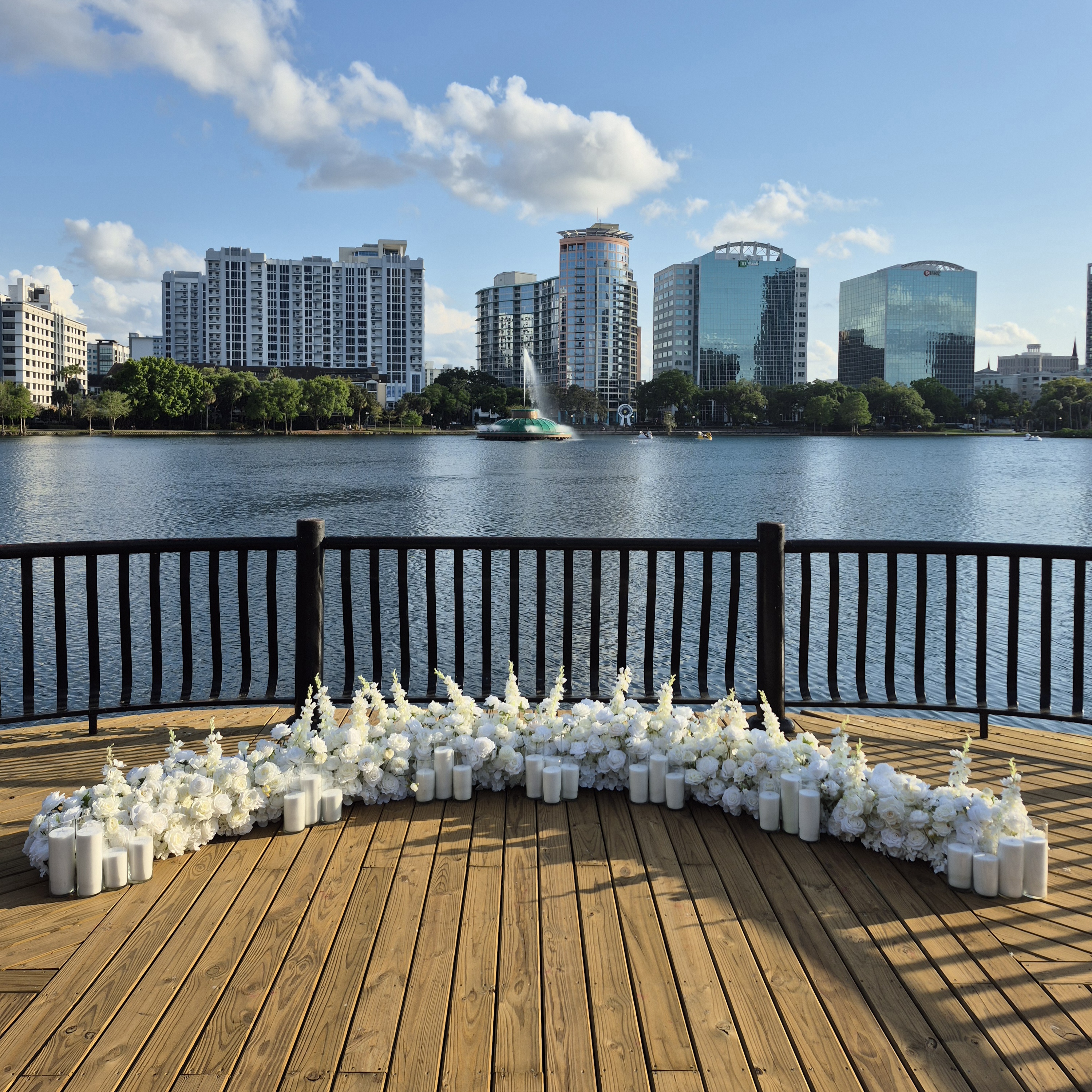 #AD0016 - White Rose Runner & 24 Candles , $295.00 White Rose Runner & 24 Candles