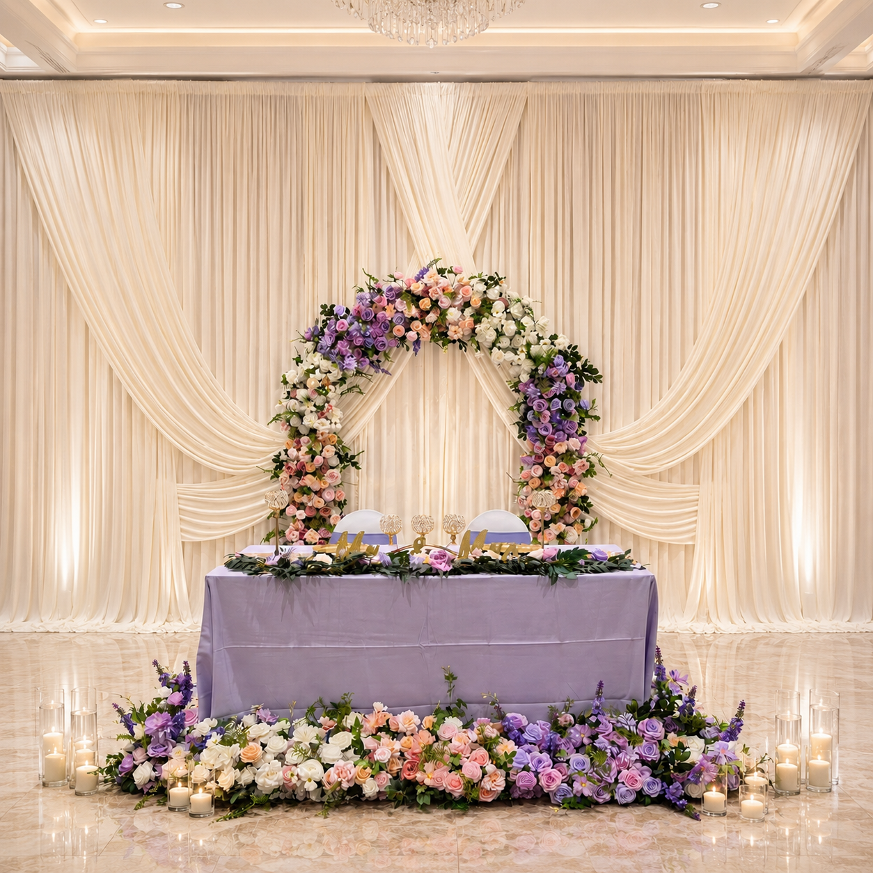 #AA0008 - Rainbow Florals And Drapes Backdrop, $745.00 Rainbow Florals And Drapes Backdrop