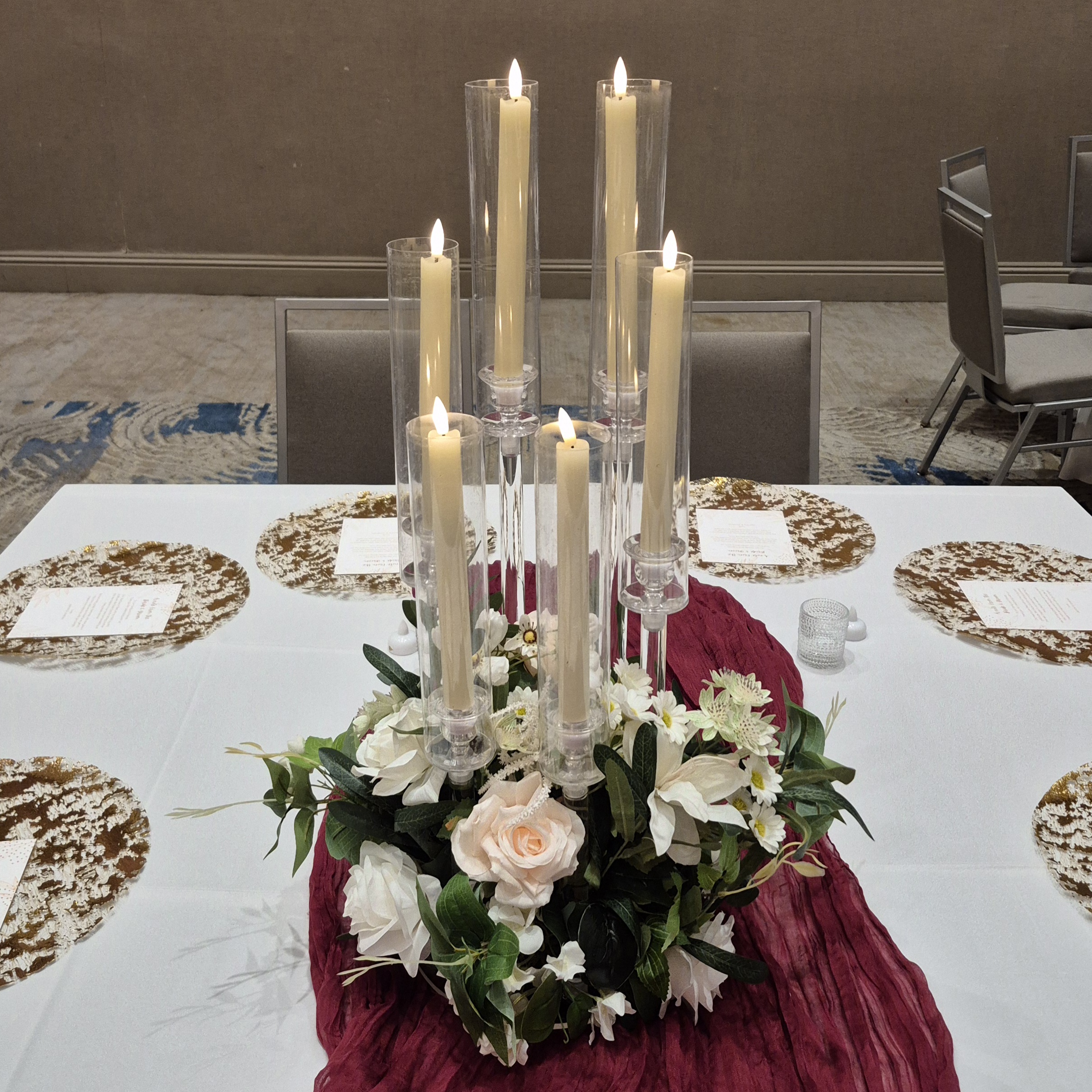 #C0099 - Clear Candelabras with Flower Ball inner, $55.00 Clear Candelabras with Flower Ball inner
