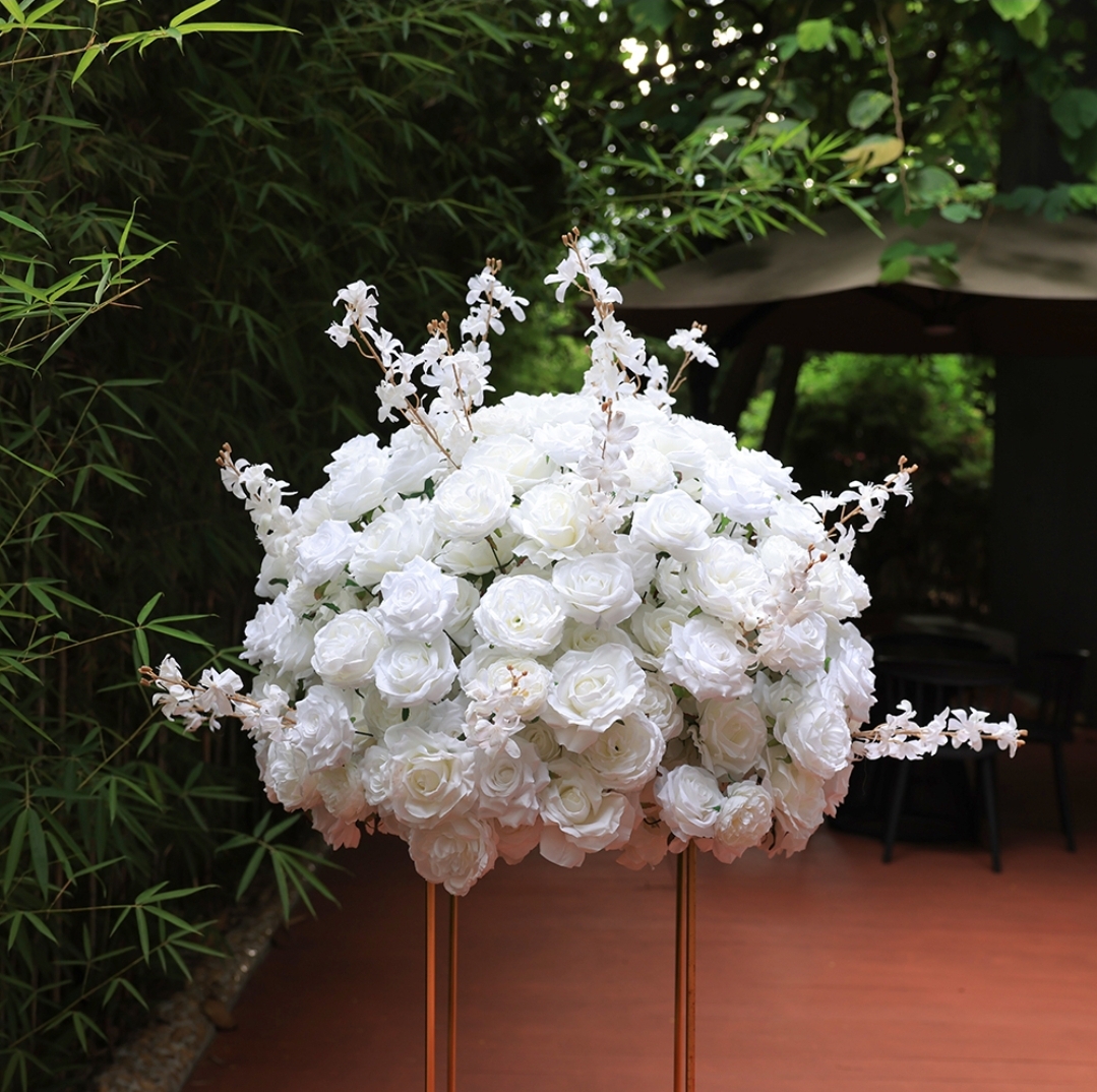#C0002 - White Rose Delphinium Flower Centerpiece 2.4 ft, $85.00 White Rose Delphinium Flower Centerpiece 2.4 ft