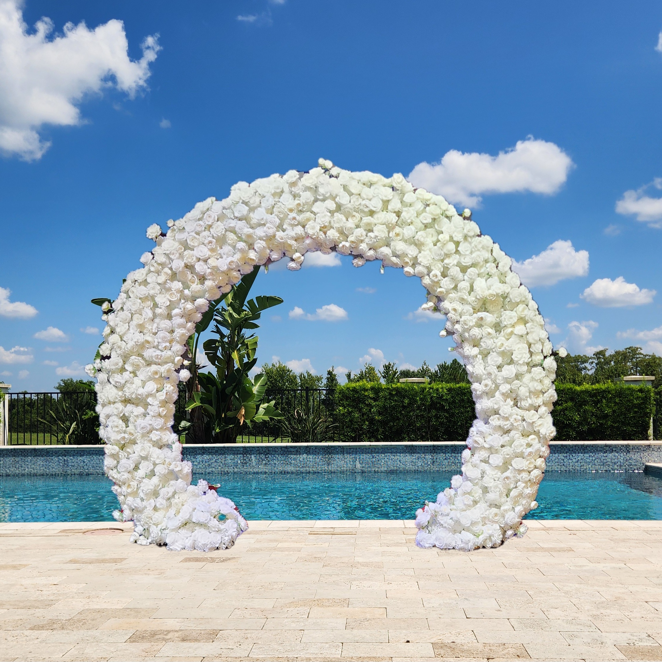 #B0030 - Luxury White Rose Round Arch, $325.00 Luxury White Rose Round Arch
