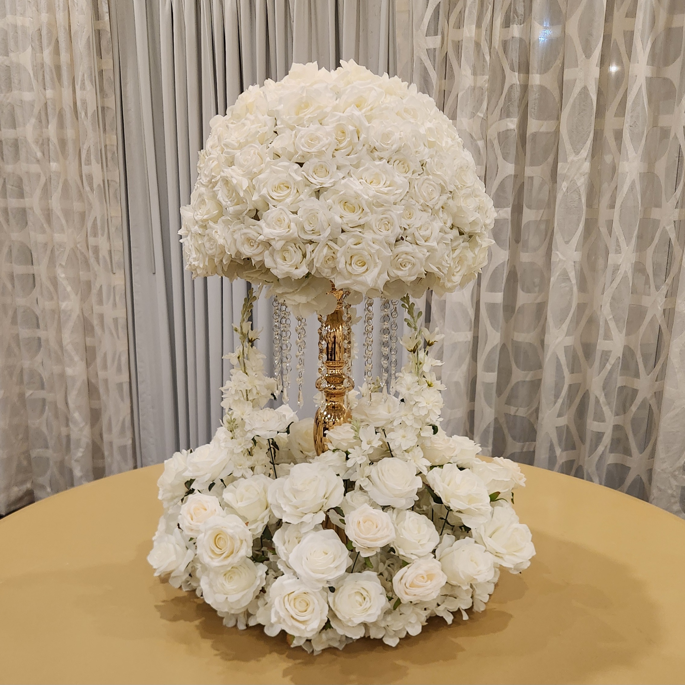 #C0064 - White Rose Centerpiece Set, $70.00 White Rose Centerpiece Set