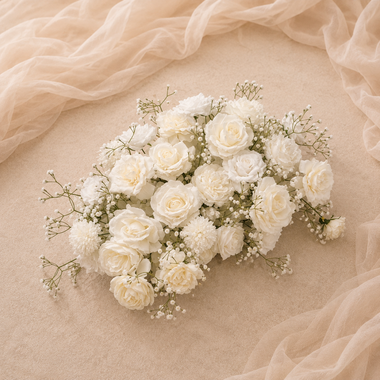 #C0094 - White Rose Babysbreath Arrangement 2Ft, $30.00 White Rose Babysbreath Arrangement 2Ft