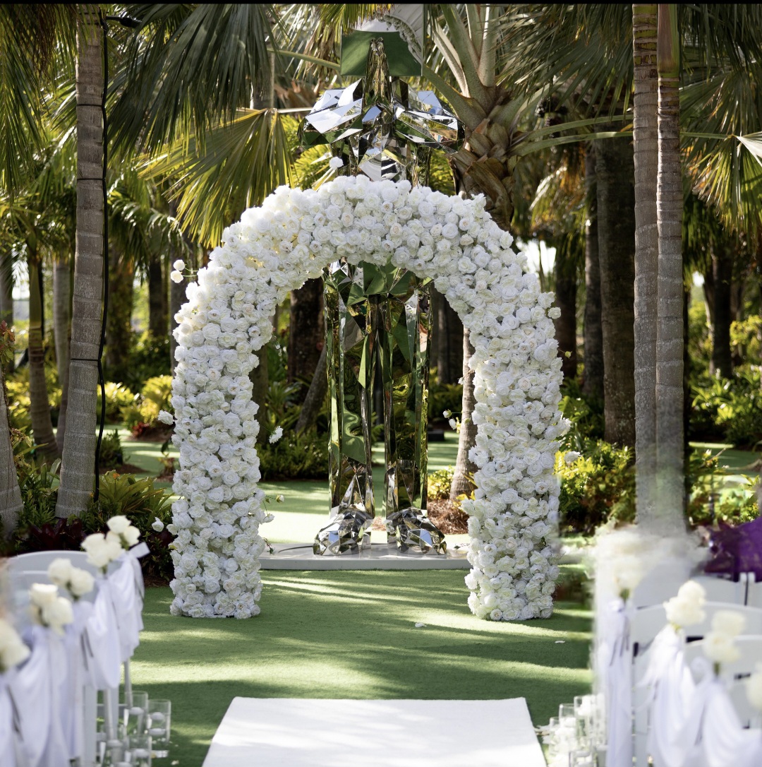 #B0024 - White Rose U-Frame Arch 8ft Tall, $295.00 White Rose U-Frame Arch 8ft Tall