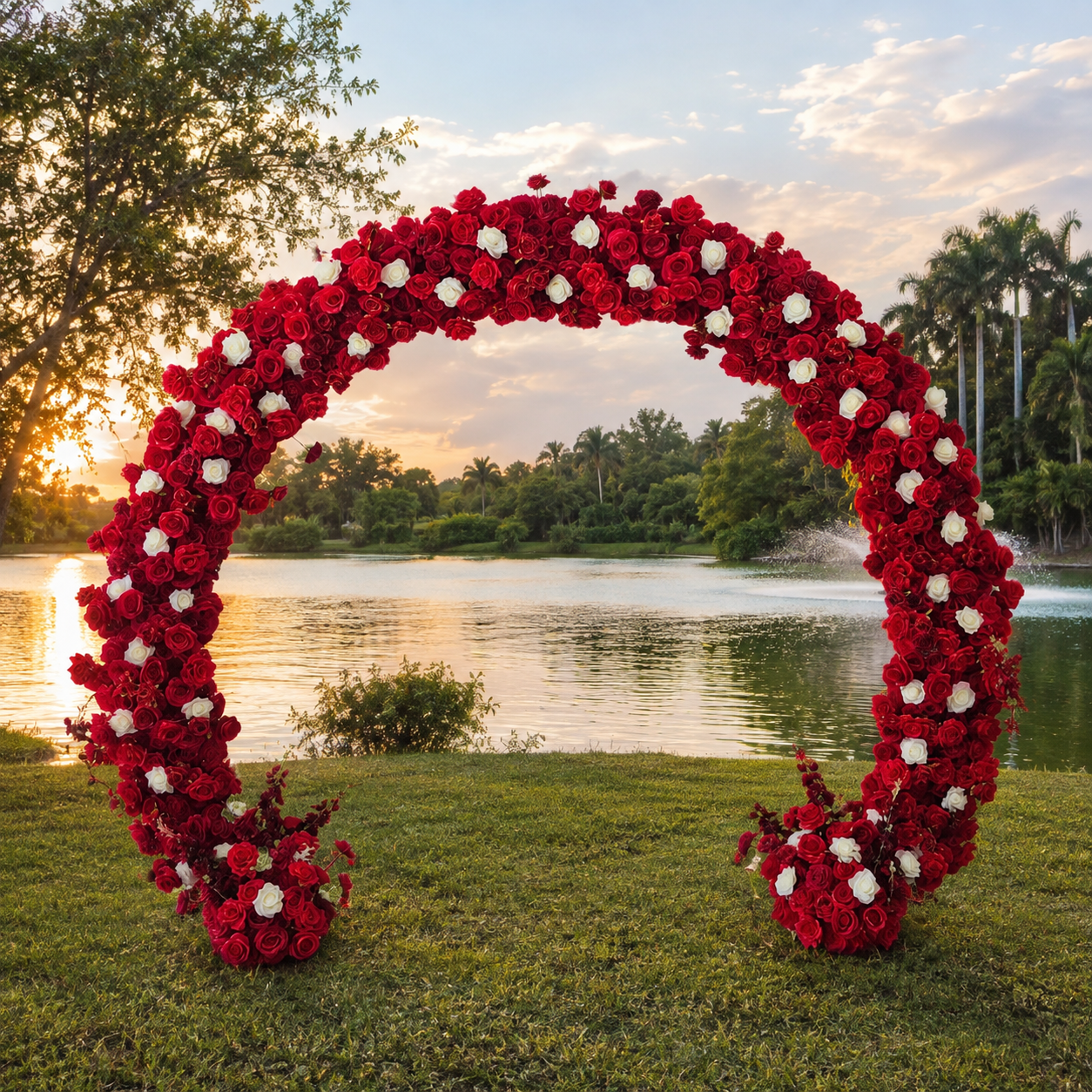 #B0033 - Red Ivory Rose Round Arch, $345.00 Red Ivory Rose Round Arch