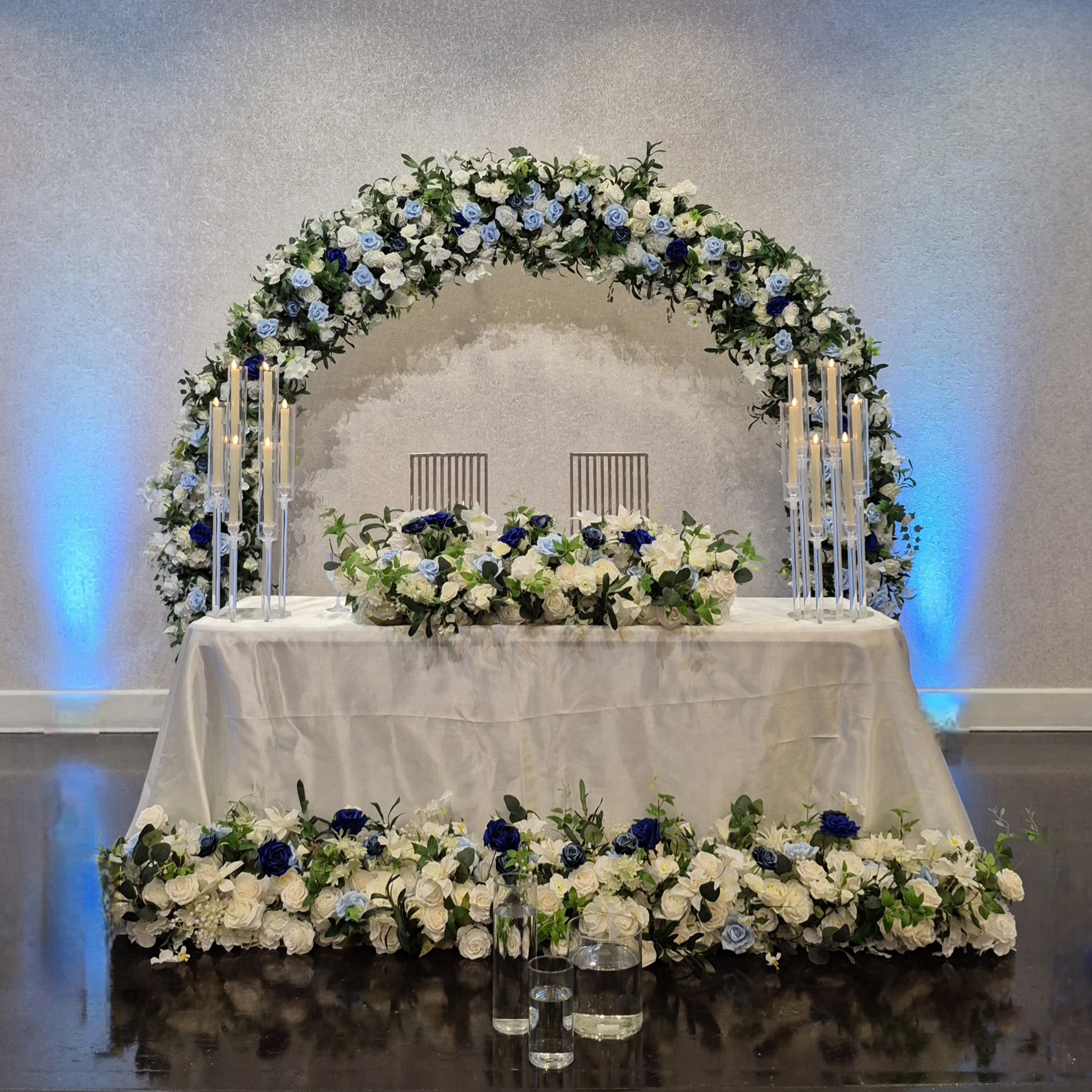 #AA0018 - Florals & 2 Clear Candelabras , $540.00 Florals & 2 Clear Candelabras