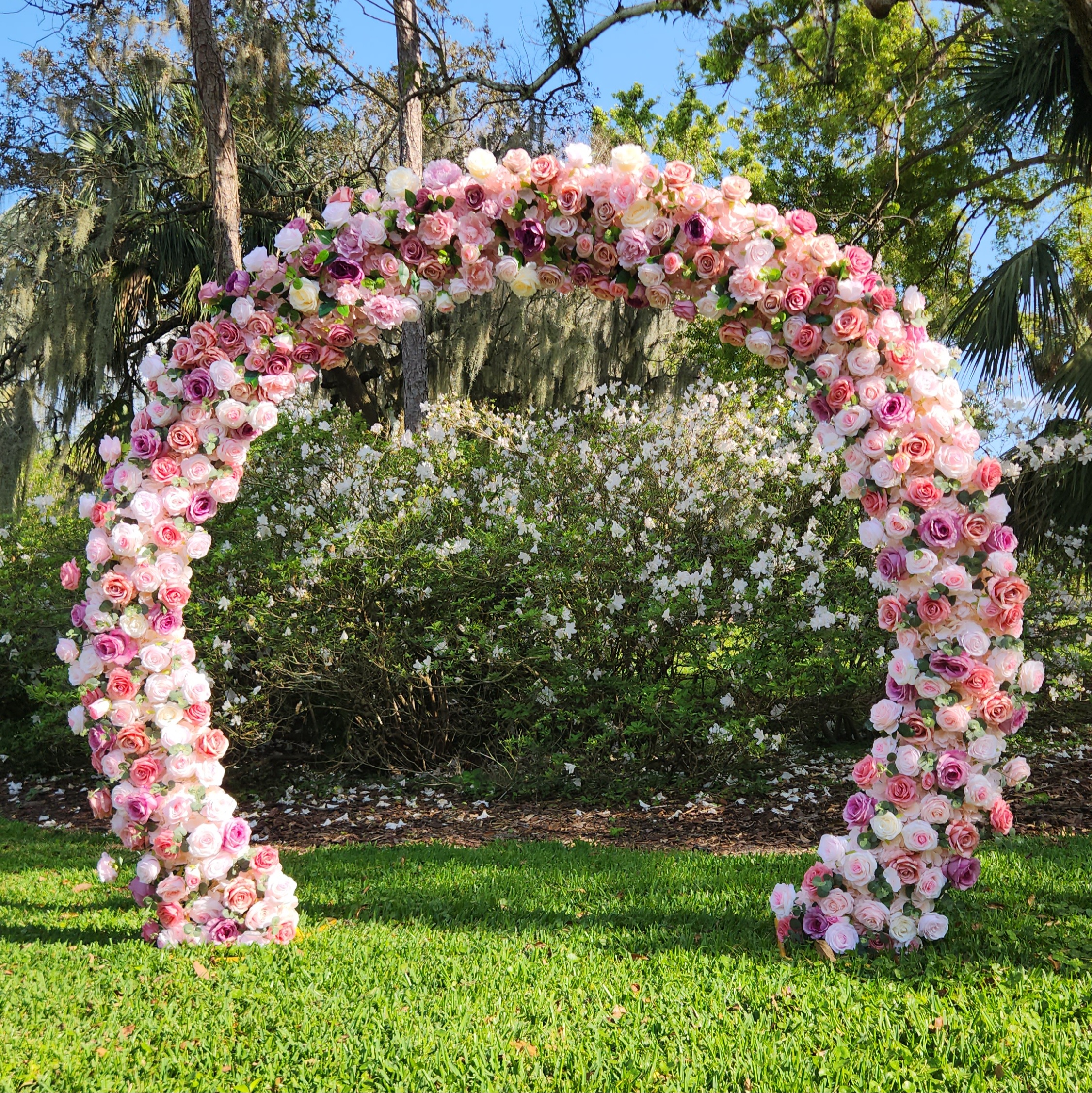 #B0021 - Pink White Rose Round Arch, $275.00 Pink White Rose Round Arch