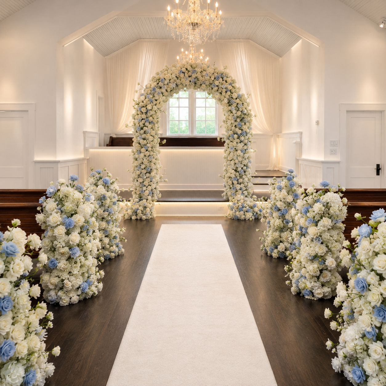 #AD0011 - 6 White Navy Blue Rose & Arch, $595.00 6 White Navy Blue Rose & Arch