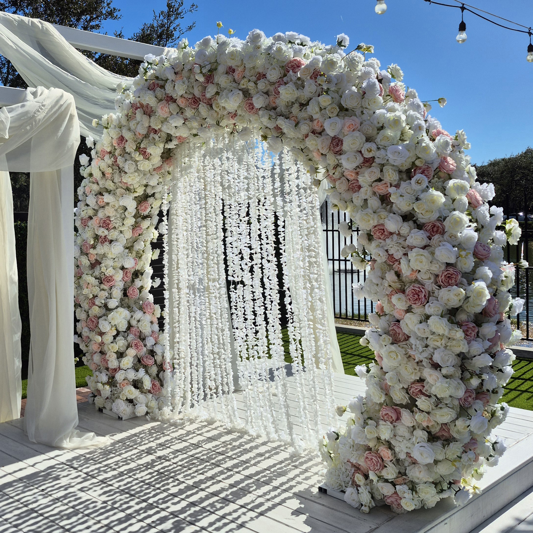 #B0040 - White Pink Blush Rose Round Arch Double-Sided, $580.00 White Pink Blush Rose Round Arch Double-Sided