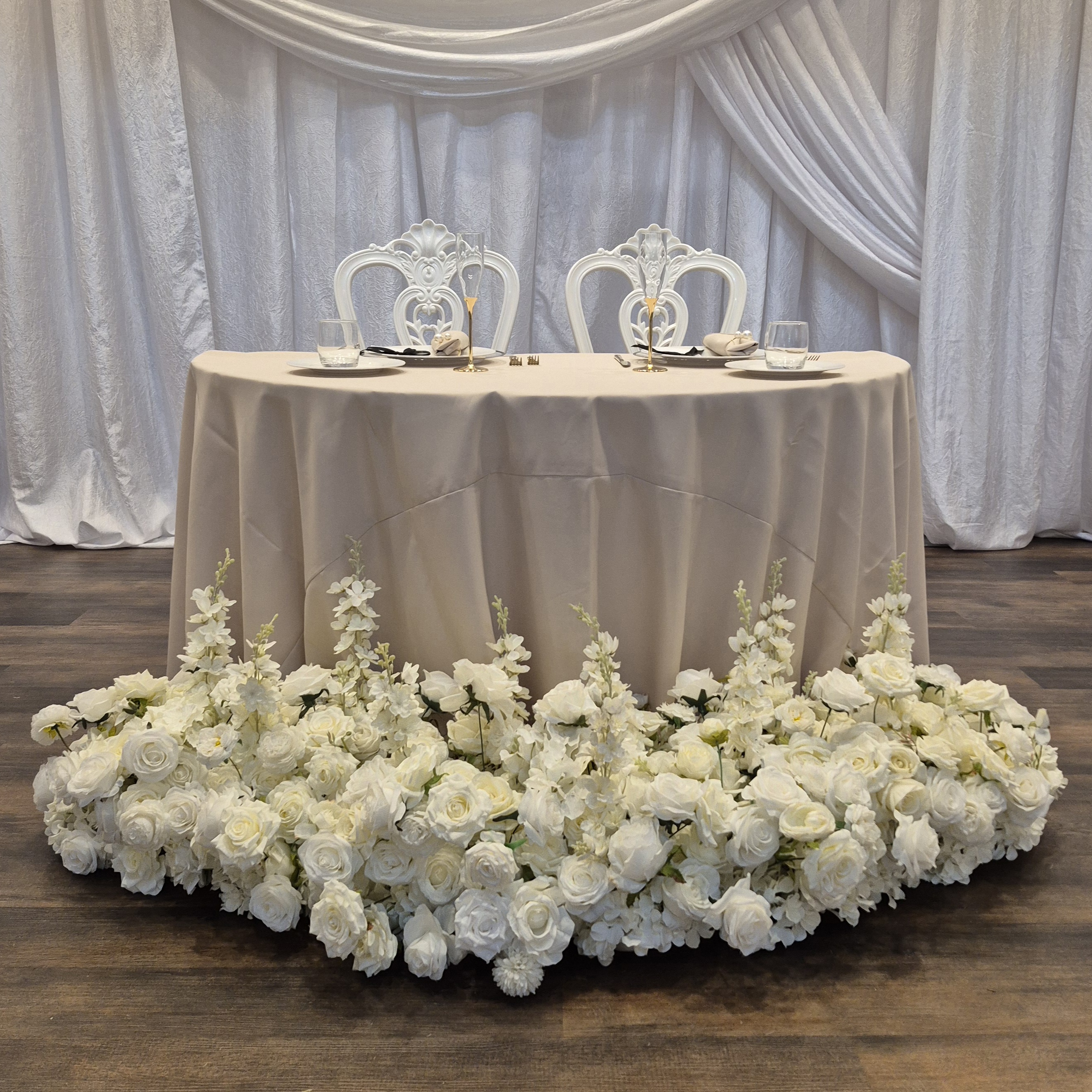 #C0095 - White Rose Delphinium Flower Runner 6.5ft, $90.00 White Rose Delphinium Flower Runner 6.5ft