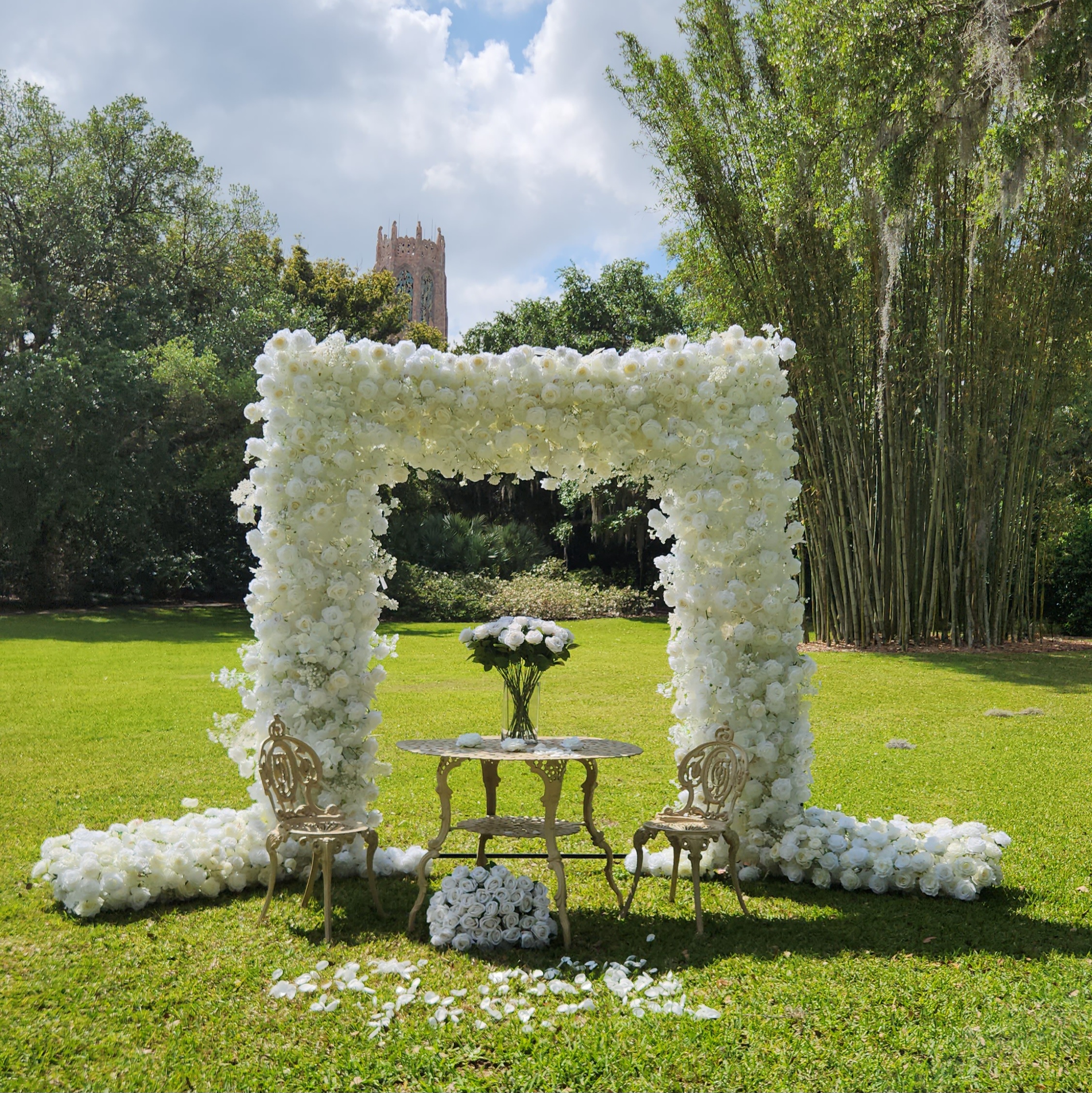 #B0022 - White Rose Orchid Arch & 2 Runners , $365.00 White Rose Orchid Arch & 2 Runners