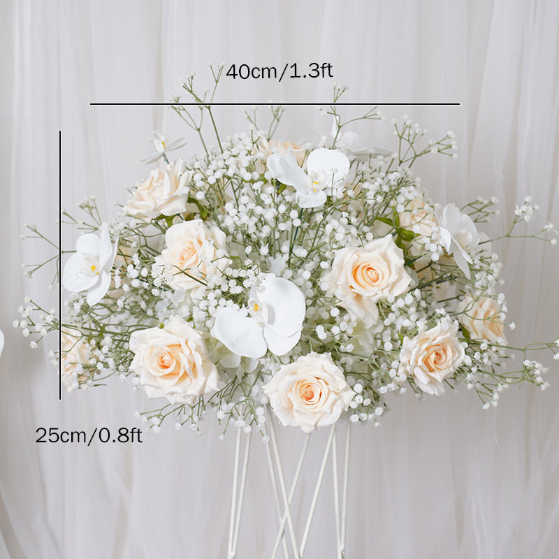 #C0007 - Champagne Rose White Babysbreath Orchid Flower Ball, $45.00 Champagne Rose White Babysbreath Orchid Flower Ball