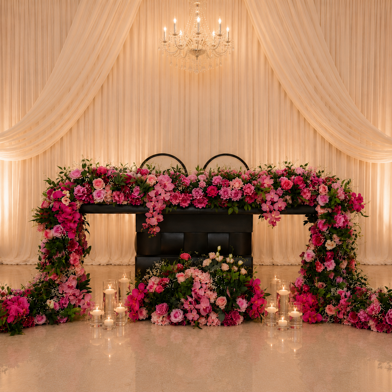 #AA0003 - Hot Pink Rose Orchid Florals , $220.00 Hot Pink Rose Orchid Florals