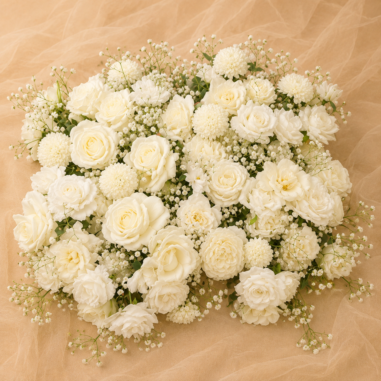 #C0151 - White Rose Babysbreath Centerpiece 20in, $55.00 White Rose Babysbreath Centerpiece 20in