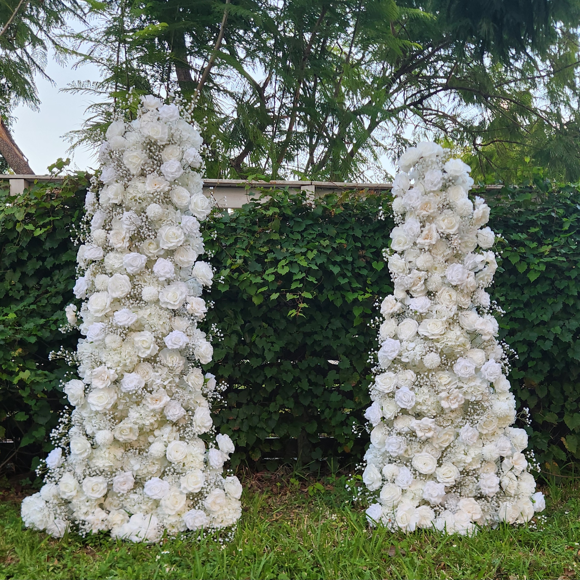 #B0034 - White Rose Babysbreath Double Arch , $295.00 White Rose Babysbreath Double Arch