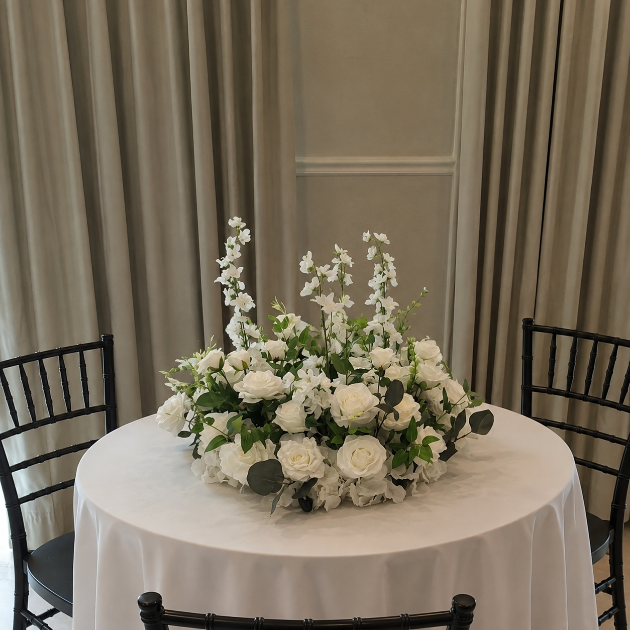 #C0059 - White Rose Greenery Circle Ball 2.2ft, $45.00 White Rose Greenery Circle Ball 2.2ft