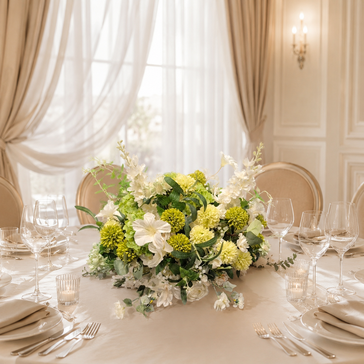 #C0139 - White Rose Greenery Delphinium Hydrangea Carnation Ball 20", $55.00 White Rose Greenery Delphinium Hydrangea Carnation Ball 20"